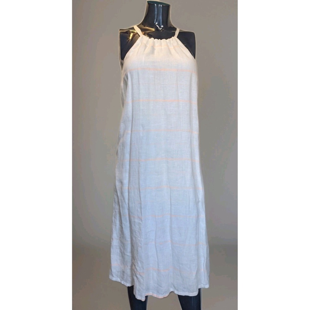 J Crew Broadway & Broome Dress midi Linen off-white Orange  lined  Sz SX